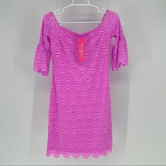 Lily Pulitzer NWT Off The Shoulder Dress in Lilac Rose - Picture 3 of 9